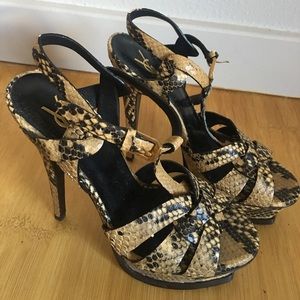 Snakeskin print YSL heels